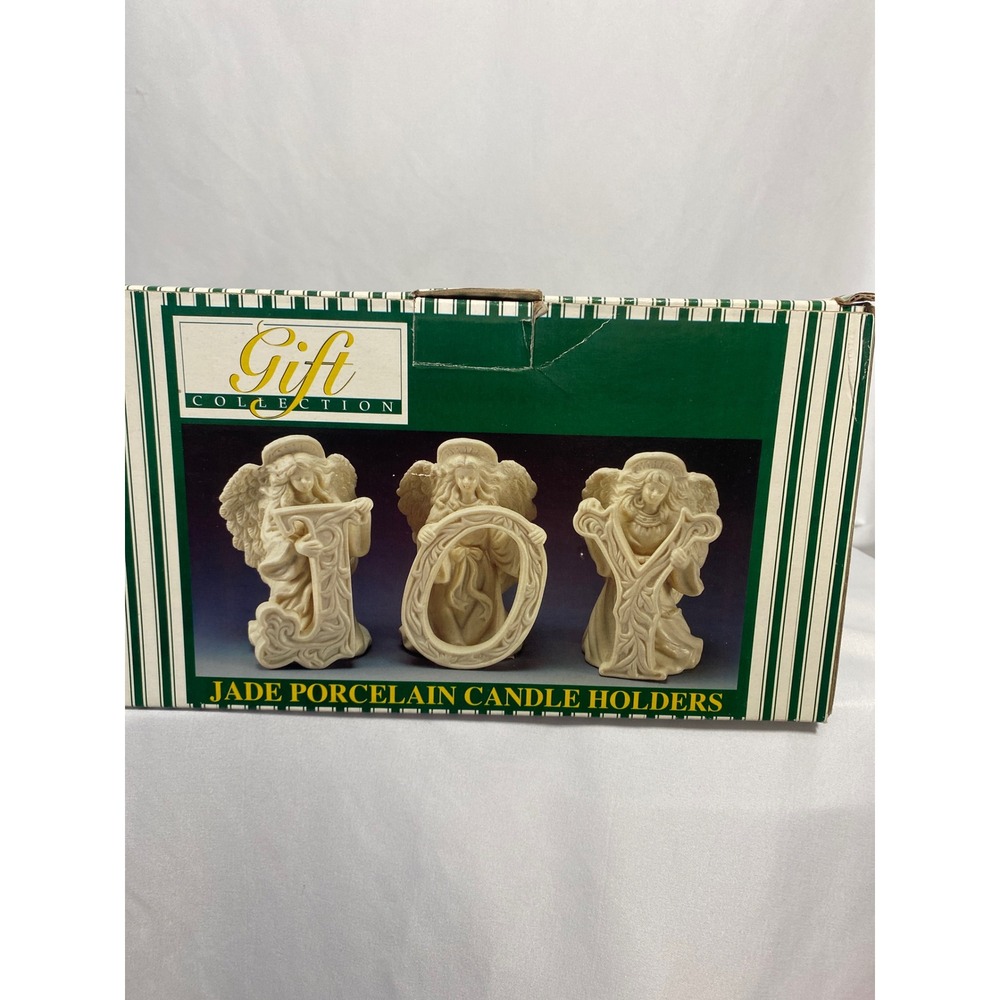 Gift Collection Jade Porcelain Angel Candle Holders Set of 3 - Picture 2 of 7